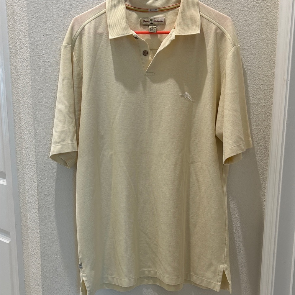 Tommy Bahama Light Tan Polo Shirt pale yellow size L